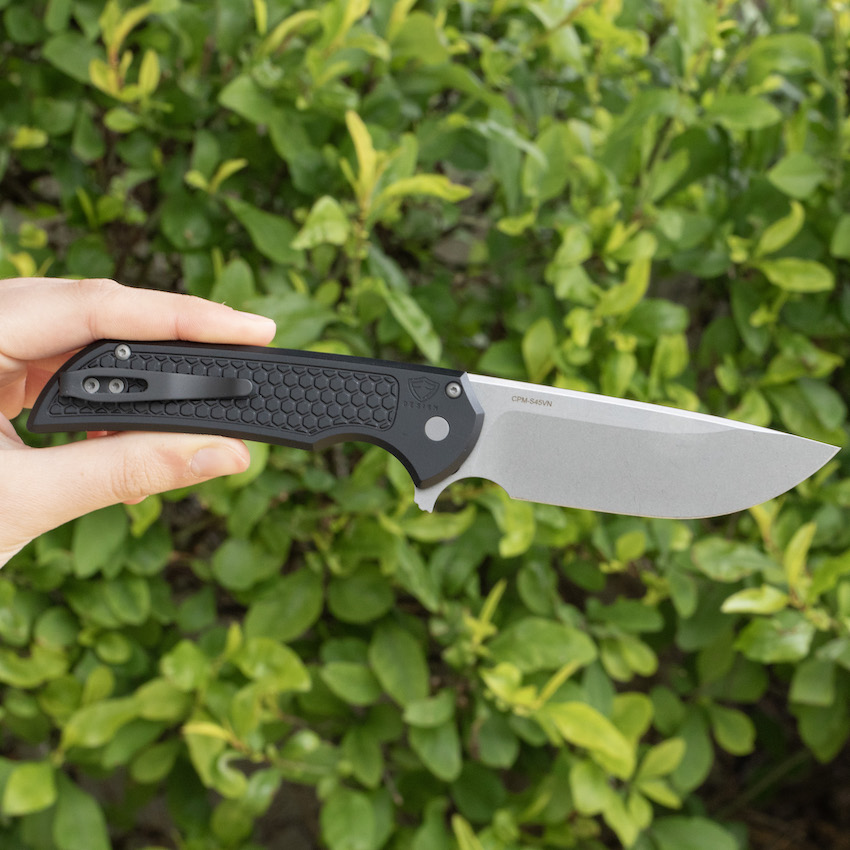 Pro-Tech Mordax Button Lock Knife Black Honeycomb - Image 2