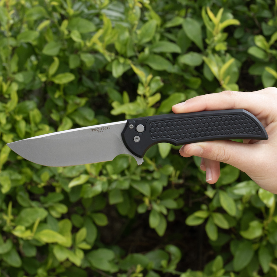 Pro-Tech Mordax Button Lock Knife Black Honeycomb - Image 3
