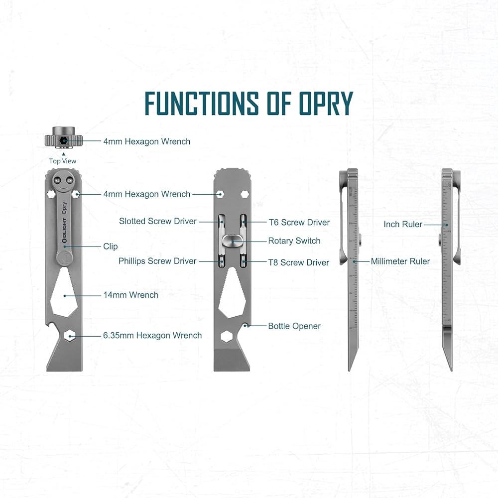 OLIGHT Opry Multi-functional (5 in 1) EDC Ti Pry Bar Set - Image 5
