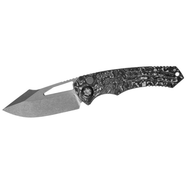 HERETIC KNIVES PARIAH MANUAL BUTTON LOCK  WHITE CAMO CARBON 4" MAGNACUT STONEWASH H046-2A-WT/CC